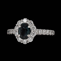 18K White Gold Estate Alexandrite and Diamond Ring