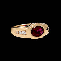 14K Yellow Gold Estate Pink Tormaline and Diamond Ring