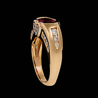 14K Yellow Gold Estate Pink Tormaline and Diamond Ring