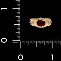 14K Yellow Gold Estate Pink Tormaline and Diamond Ring
