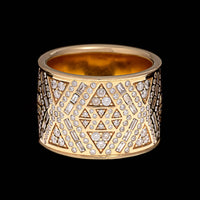 Harwell Godfrey 18K Yellow Gold Estate Diamond Stardust Cigar Band Ring
