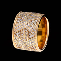 Harwell Godfrey 18K Yellow Gold Estate Diamond Stardust Cigar Band Ring