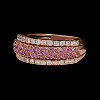 14K Rose Gold Estate Pink Sapphire and Diamond Ring