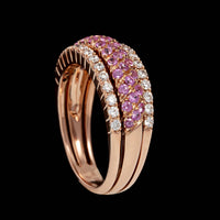 14K Rose Gold Estate Pink Sapphire and Diamond Ring