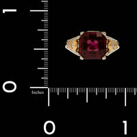 14K White Gold, 22K Yellow Gold Estate Garnet and Diamond Ring
