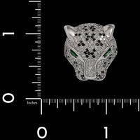 14K White Gold Estate Emerald and Diamond Panther Ring