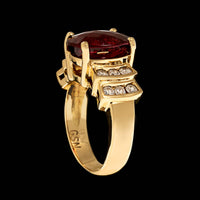 18K Yellow Gold Estate Pink Tourmaline and Diamond Ring