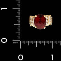18K Yellow Gold Estate Pink Tourmaline and Diamond Ring