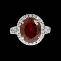 14K White Gold Estate Garnet and Diamond Ring