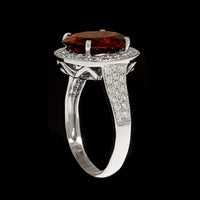 14K White Gold Estate Garnet and Diamond Ring