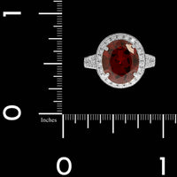 14K White Gold Estate Garnet and Diamond Ring