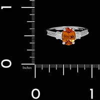 14K White Gold Estate Orange Garnet and Diamond Ring