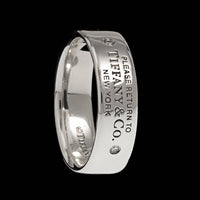 Tiffany & Co. Sterling Silver Estate Diamond Return to Tiffany Narrow Ring