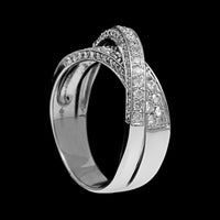 14K White Gold Estate Diamond Crossover Ring