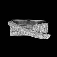 14K White Gold Estate Diamond Crossover Ring