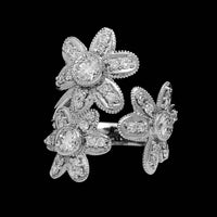 14K White Gold Estate Diamond Flower Ring
