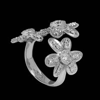 14K White Gold Estate Diamond Flower Ring