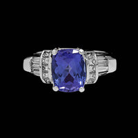 14K White Gold Estate Tanzanite and Diamond Ring