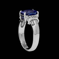 14K White Gold Estate Tanzanite and Diamond Ring