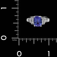 14K White Gold Estate Tanzanite and Diamond Ring