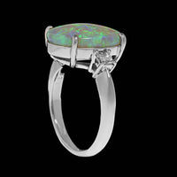 Platinum Estate Opal and Diamond Ring