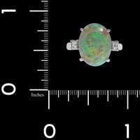 Platinum Estate Opal and Diamond Ring