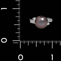 Mikimoto Platinum Estate Black South Sea Cultured Pearl and Diamond Ring