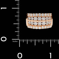 14K Rose Gold Estate Four Row Diamond Ring