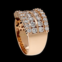 14K Rose Gold Estate Four Row Diamond Ring