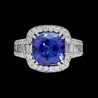 14K White Gold Estate Tanzanite and Diamond Ring