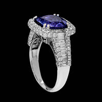 14K White Gold Estate Tanzanite and Diamond Ring