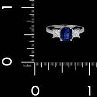 18K White Gold Estate Sapphire and Diamond Ring