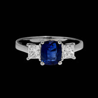 18K White Gold Estate Sapphire and Diamond Ring