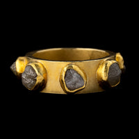 18K Yellow Gold Estate Rough Cut Diamond Band