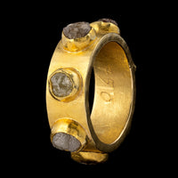 18K Yellow Gold Estate Rough Cut Diamond Band