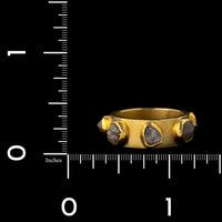 18K Yellow Gold Estate Rough Cut Diamond Band