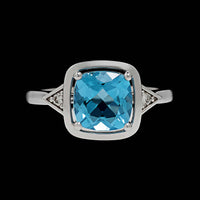 14K White Gold Estate Blue Topaz and Diamond Ring
