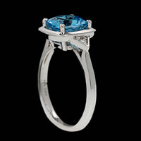 14K White Gold Estate Blue Topaz and Diamond Ring