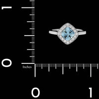 14K White Gold Estate Aquamarine and Diamond Ring