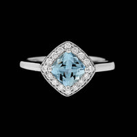 14K White Gold Estate Aquamarine and Diamond Ring