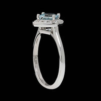 14K White Gold Estate Aquamarine and Diamond Ring