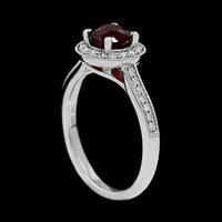 14K White Gold Estate Garnet and Diamond Ring