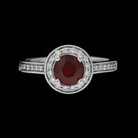 14K White Gold Estate Garnet and Diamond Ring