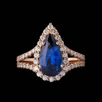 14K Rose Gold Estate Sapphire and Diamond Ring
