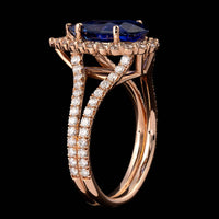 14K Rose Gold Estate Sapphire and Diamond Ring