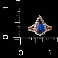 14K Rose Gold Estate Sapphire and Diamond Ring