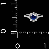 14K White Gold Estate Sapphire and Diamond Ring