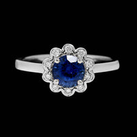 14K White Gold Estate Sapphire and Diamond Ring
