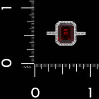 14K White Gold Estate Garnet and Diamond Ring