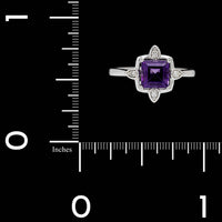 14K White Gold Estate Amethyst and Diamond Ring